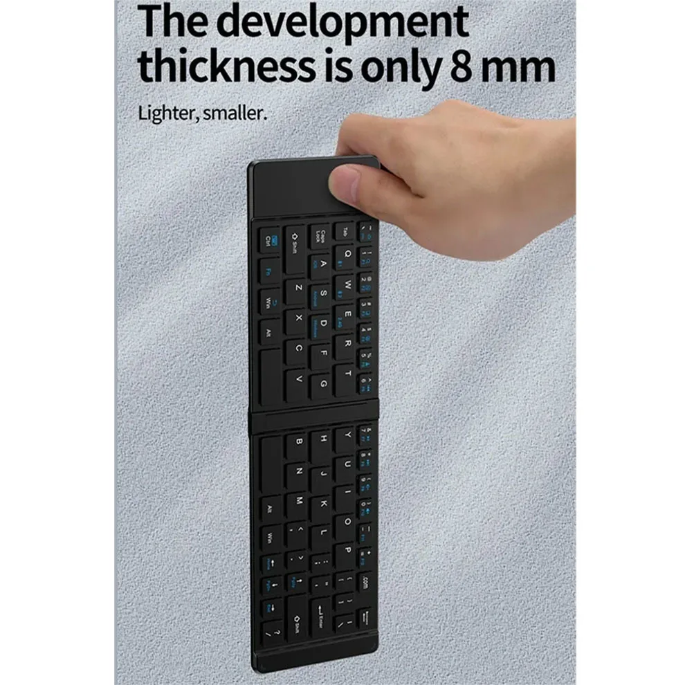 Imagem -06 - Mini Teclado Bluetooth sem Fio Dobrável para Iphone Tamanho Grande Sincronização de até Dispositivos Ultra-fino Viagem Bluetooth