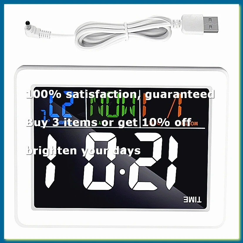 Color Large Screen LCD Electronic Desk Alarm Clock with Temperature Date Display