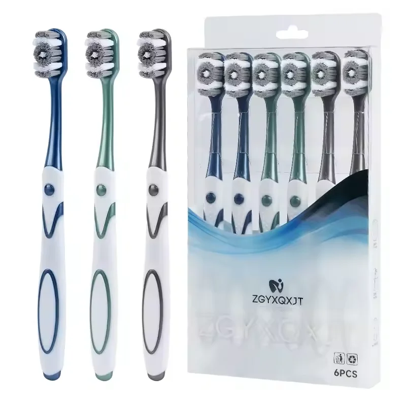 360 full mouth cleaning, adult medium hard bristled toothbrush, excellent cleaning effect, whitening teeth (pack of 6)