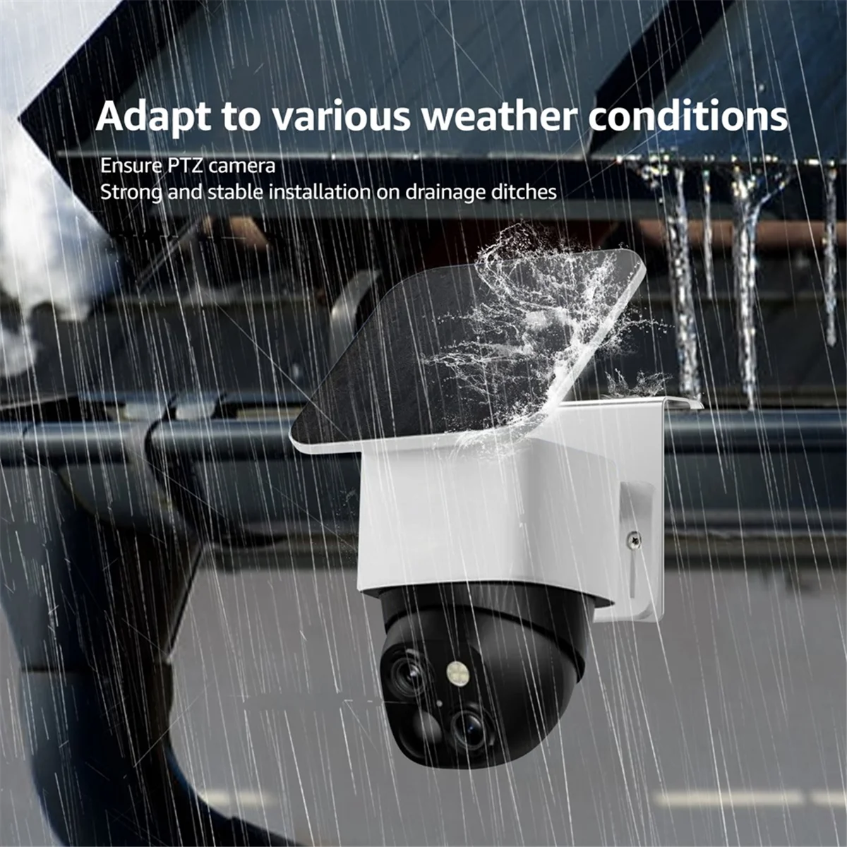 A83Z Metal Gutter Mount Bracket for S340 Wall Mount Solar Security Camera Mount for Outdoor Anti-Rust Screws No Drilling