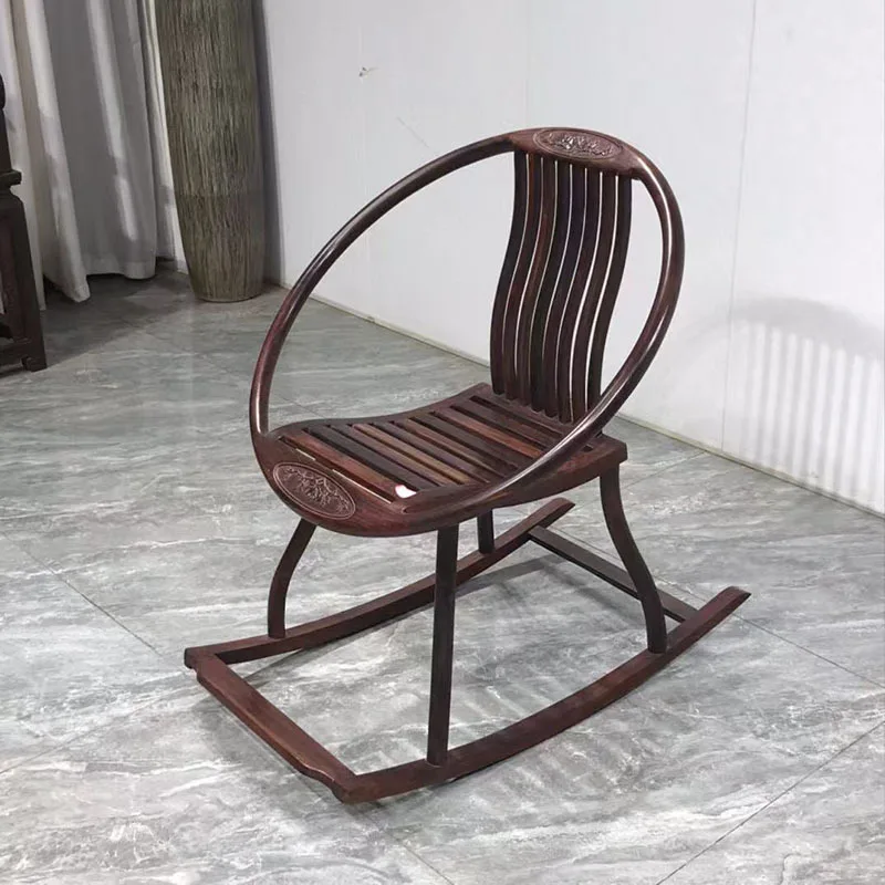 Rosewood furniture: Big Red Sour Branch Small Rocking Chair, New Chinese Style Solid Wood Leisure Chair