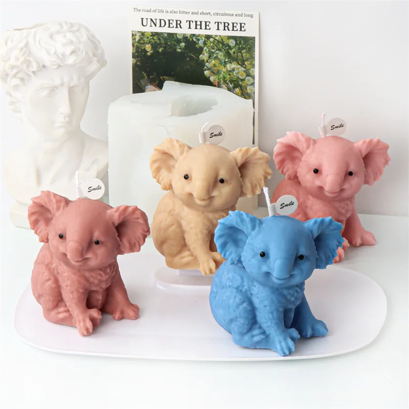 Cute Animal Koala Candle Silicone Mold DIY Abstract Animal Aromatherapy Candle Gypsum Mould Handmade Resin Soap Molds Decor Gift