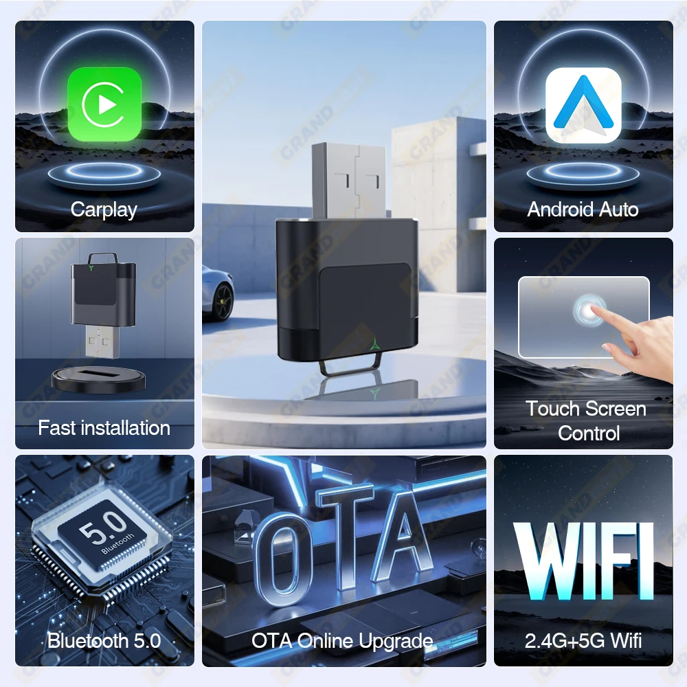 2IN1 اللاسلكية CarPlay أندرويد السيارات USB محول دونغل صندوق صغير التوصيل اللعب العالمي لشركة فولكس فاجن تويوتا نيسان هوندا فورد بنز مازدا