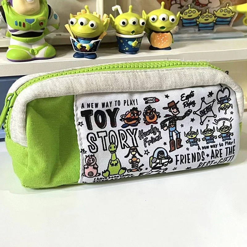 Bolsa de lápices con diseño de Alien de Disney Toy Story, organizador con estampado de dibujos animados, estuche de almacenamiento con cremallera de gran capacidad, material escolar de papelería