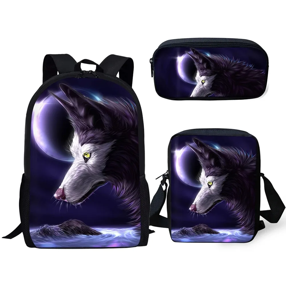 The popular wolf 3D printed Escola backpack, laptop backpack, backpack, slanted sunshade bag, bed sheet set for Harajuku animals