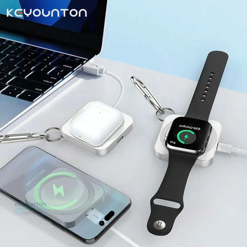 

3 in 1 Charging Dock Stand Type-C Wireless Magnetic Charger for Apple Watch 8 7 iPhone 15 14 AirPods Pro Wireless Charger Pad