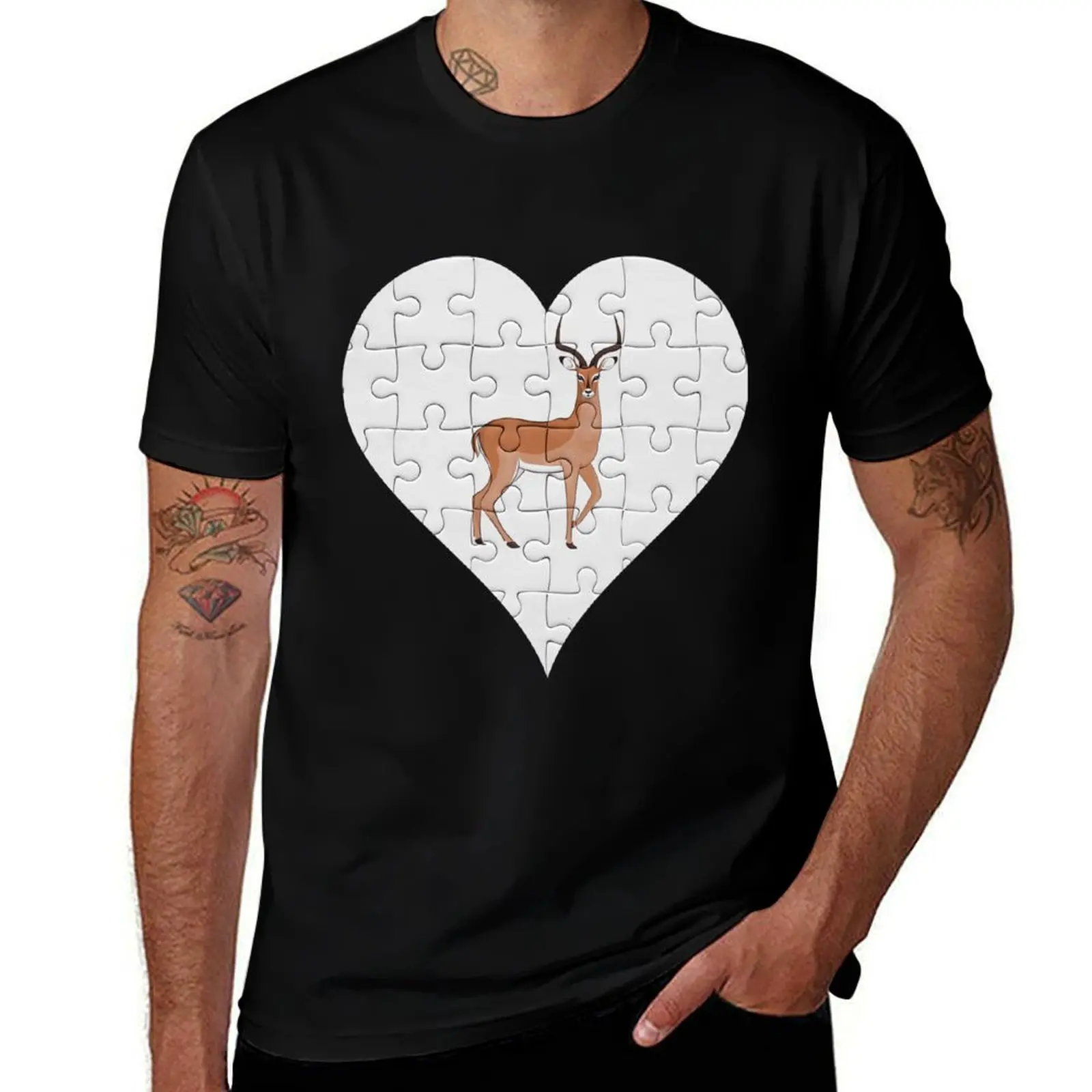 Jigsaw Impala Heart Design - Impala T-Shirt Fashion Print Casual Short Sleeve