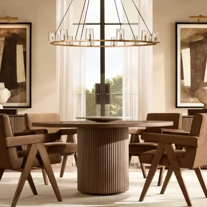 American Boutique High-grade Wooden Dining Table Dining Chair Set Villa Club Club Export Dining Room Furniture