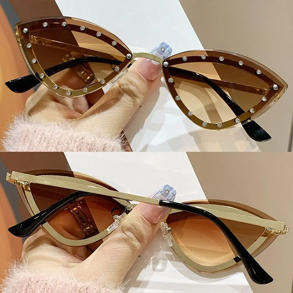 موضة التدرج عين القط النظارات الشمسية جديد أنيق UV400 حماية نظارات شمسية للحفلات متعدد الألوان بدون شفة ظلال للنساء والرجال