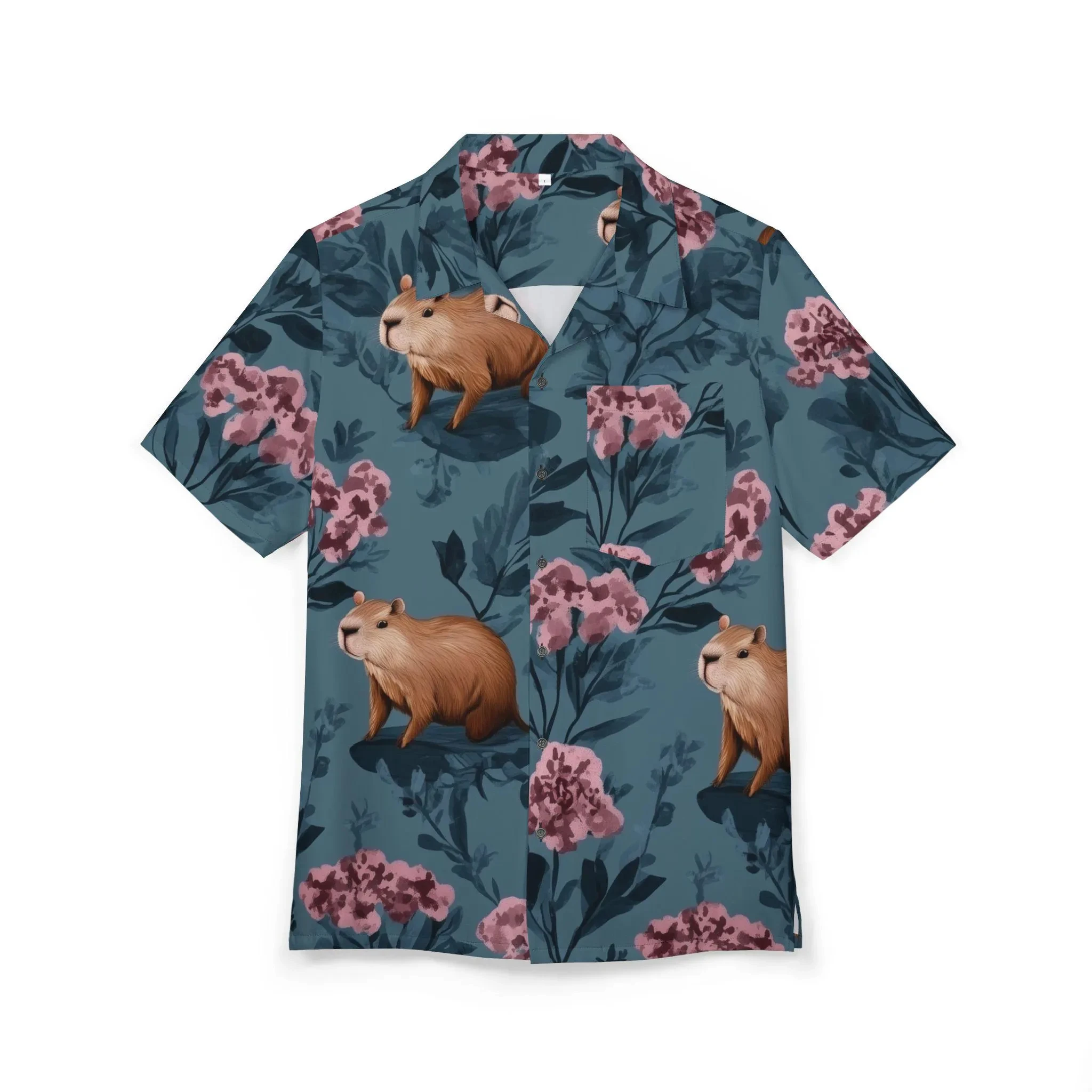 

Kawaii Capybara Graphic Shirts For Men Clothing 3D Printed Hawaiian Beach Shirt Short Sleeve Y2k Cute Pey Tops Lapel Blouse