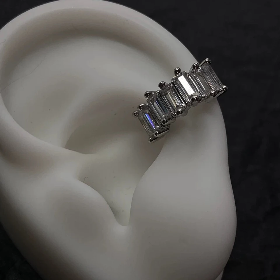 ZAKOL 1Pcs Square Zircon Ear Clip Earrings for Women Girls Geometry Ear Cuff Party Fashion Silver/Gold Color Ear Jewelry image 4