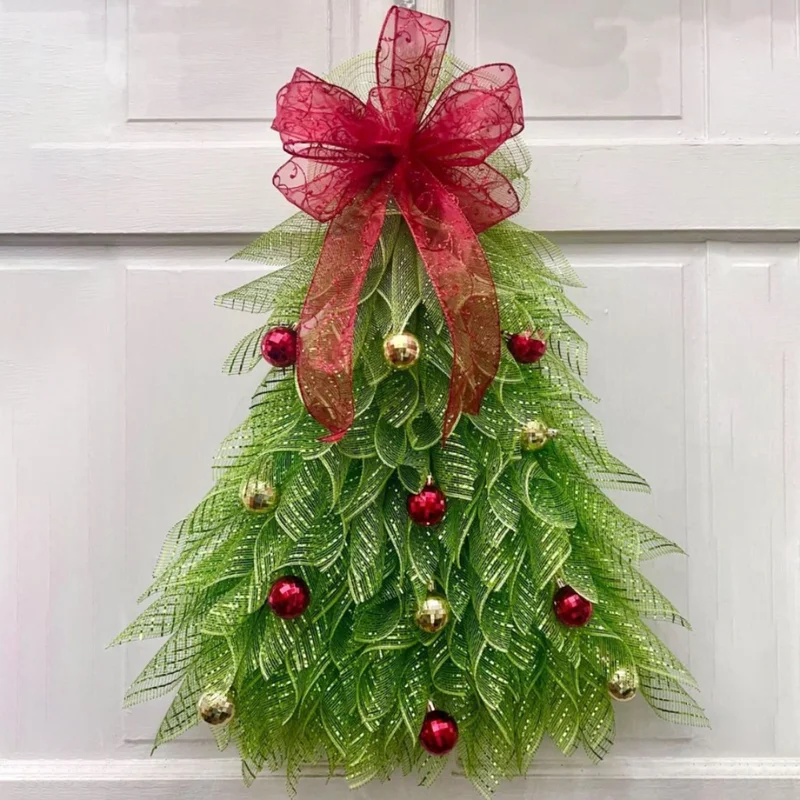 

Christmas Front Door Wreath Red Berry Clusters Wreath Holiday Pinecone Winter Teardrop Wreaths Hanger Decor Ribbon Home Decor