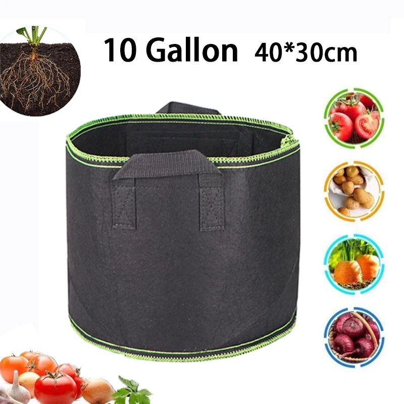 

10 Gallon Thicken Fruit Plants Grow Bags Hand Held For Home Garden Plant Growing Fabric Pot Vegetables Flower Bags