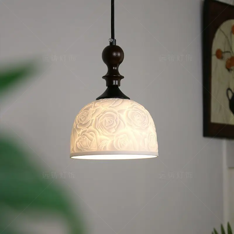 Ceramic medieval Japanese style bedside pendant light bedroom entrance hallway dining room rose pendant light