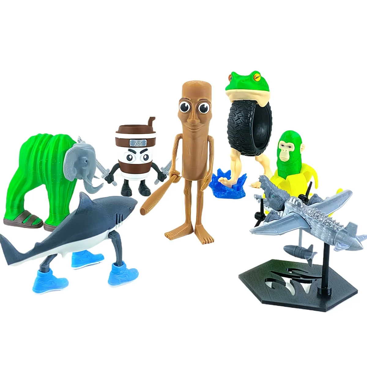 TungTungTungSahur القرش تمثال الشكل Brainrot الشكل سطح المكتب الديكور Tralalero Tralala الشكل زخرفة مضحك دمية ثلاثية الأبعاد الطباعة