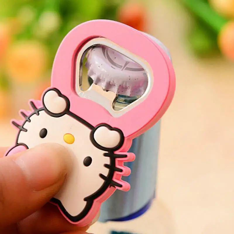 Hello Kitty Bottle Opener Universal Bottle Opener Anime Cute Cartoon Pink Girly Heart Silicone Beer Bottle Opener Fridge Gift