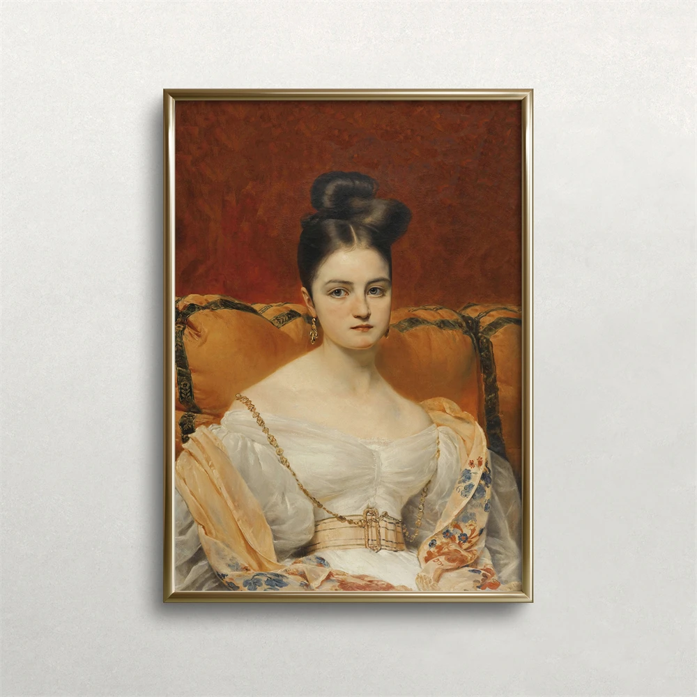 

Woman Portrait Wall Art Poster Impressionist Oil Painting Print Feminine Profile Relaxing Art Vintage Style Bedroom Wall Decor