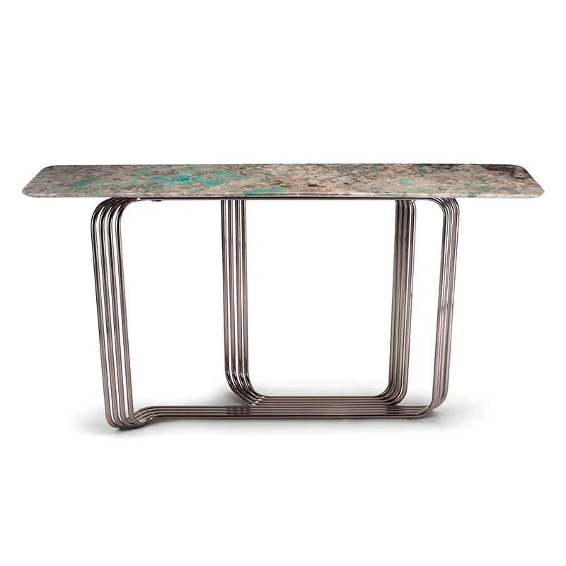 Imported Amazon Green Luxury Stone Entrance Table Vincent Light Luxury Postmodern Bar Table