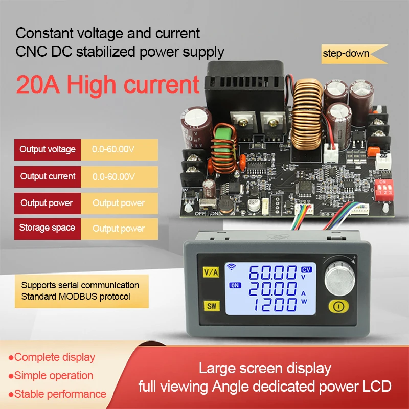 XY6020L 20A/1200WCNC Adjustable DC Stabilized Voltage Constant Voltage And Constant Current Step-down Module Board Power Supply