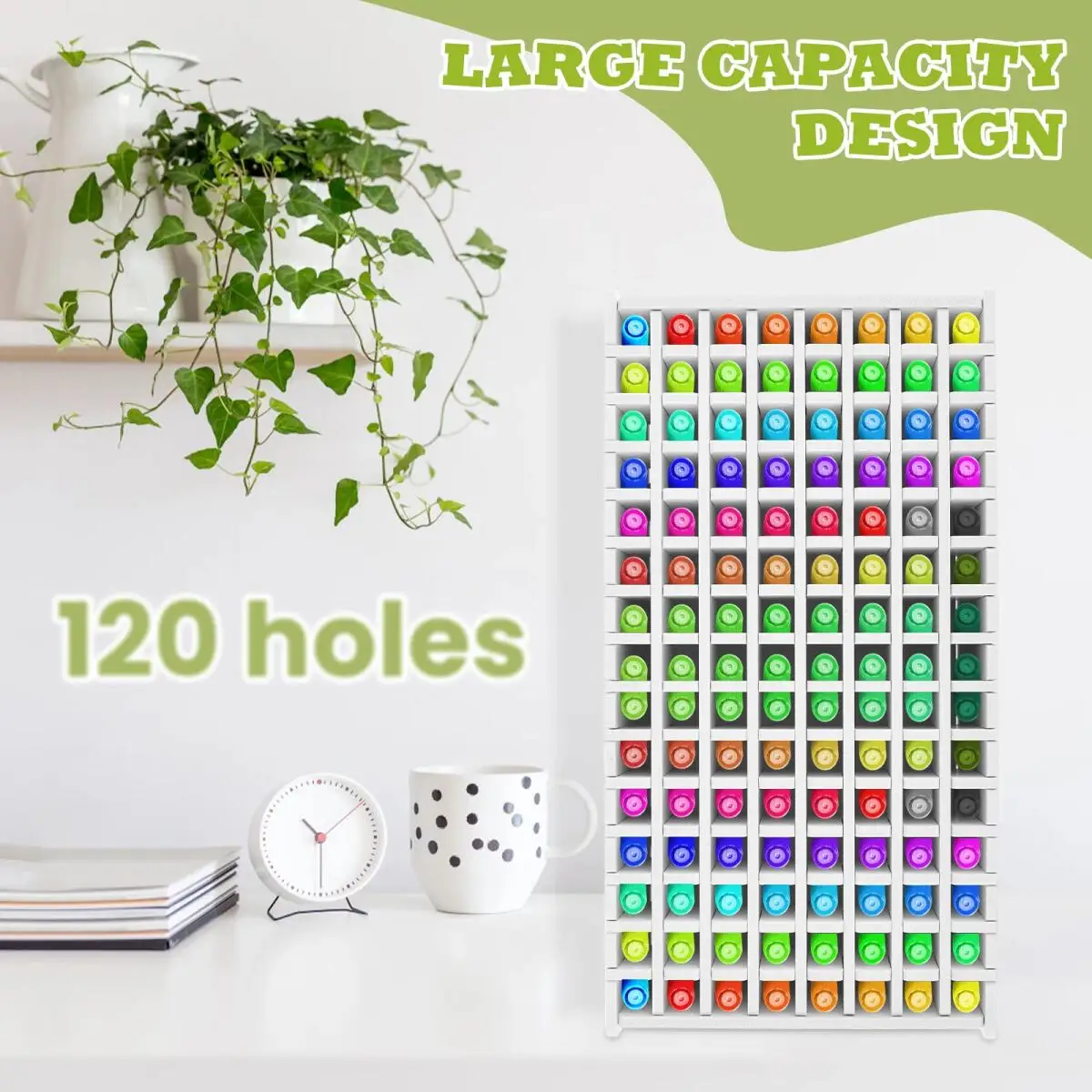120 Slots Marker Pencil Storage Rack Large Capacity Desktop Organizer Colored Pencil Holder Stationery Storage Rack for Art