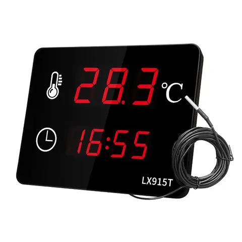 LX915 산업용 디지털 온습도계, 실내외용 고정밀 방수 프로브 포함 온도계 센서