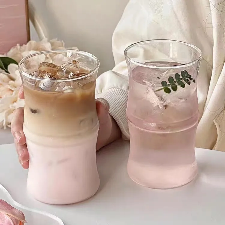 

High Borosilicate Glass Bamboo Juice Coffee Cup Heat Resistant Drinking Glass for Home Use