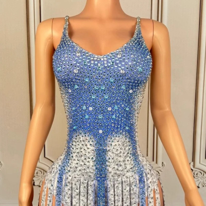 의상 소녀 그룹 나이트 클럽 바 전체 다이아몬드 서스펜더 냉동 Onesie 여성 가수 댄스 팀 Vestido Cerimônia Mulher Elegante