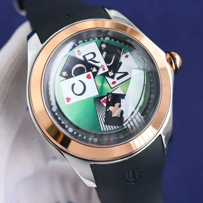 Seria Bubble 47 mm Pływający zegarek mechaniczny z tourbillonem Modna wodoodporna seria kart do gry