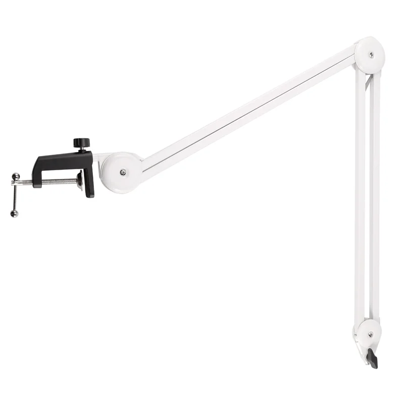 Microphone Stand Adjustable Suspension Boom Arm with Built-in Spring for Voice Recording White