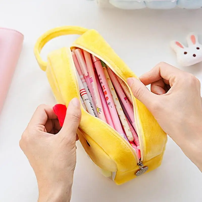 Lápis Bolsa para a Escola, Plush Papelaria Bag, Pencil Storage, Holder Bag, Material Escolar, Papelaria Box para Bússolas Marcadores