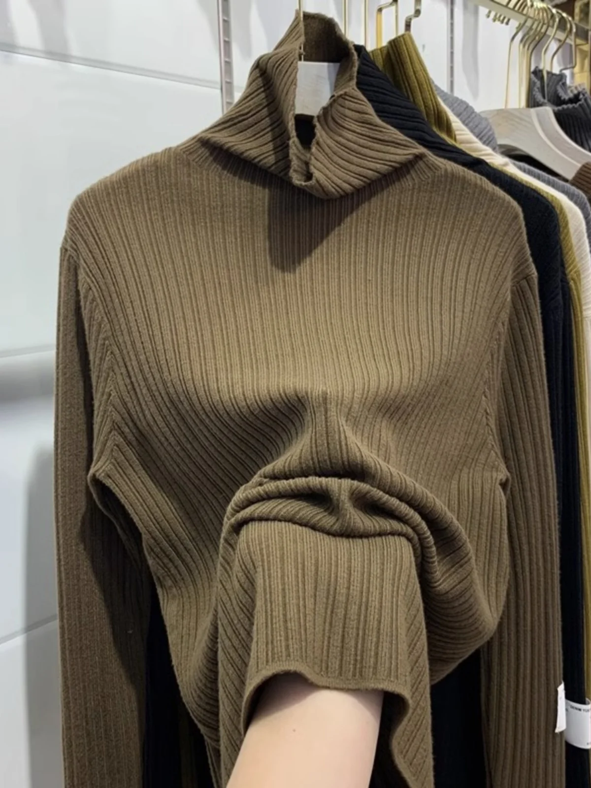 2024 Nuovo Autunno Inverno di Grandi Dimensioni 300 Pou A Righe Collo Alto da Uomo Allentato Casual Faionable Strato Base Maglione Abbigliamento Interno