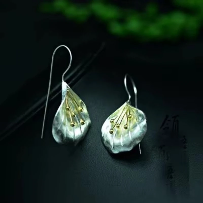 925 Sterling Silver Manual osobowość Długie kolczyki kwiatowe dla kobiet Biżuteria modowa sterling-silver-jewelry pendientes — zdjęcie 2