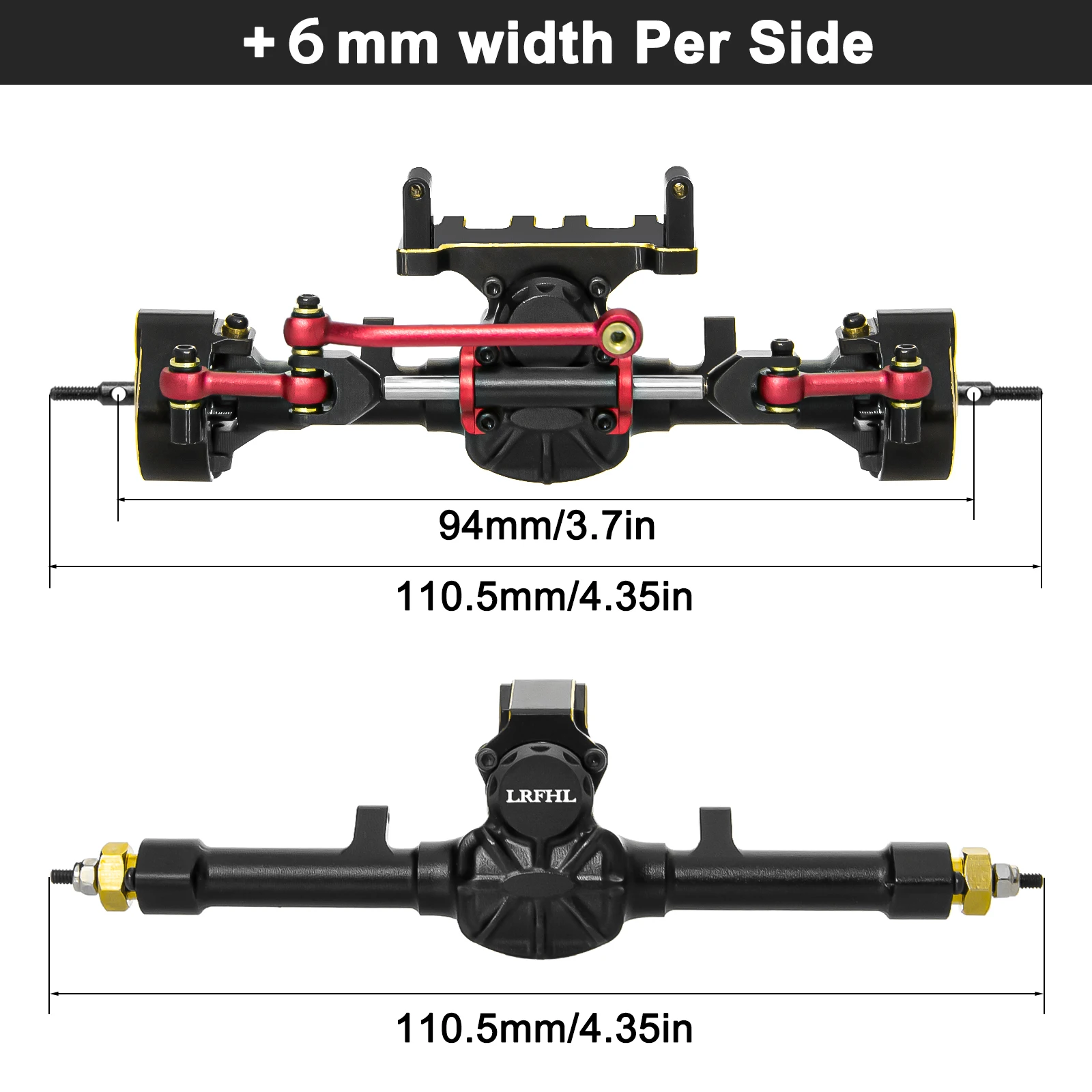 OKHL +6mm 플래닛 액슬 전후 최대 50 °   SCX24 C10 JLU 글래디에이터 브론코 데드볼트 1/24 RC 자동차용 조향 각도