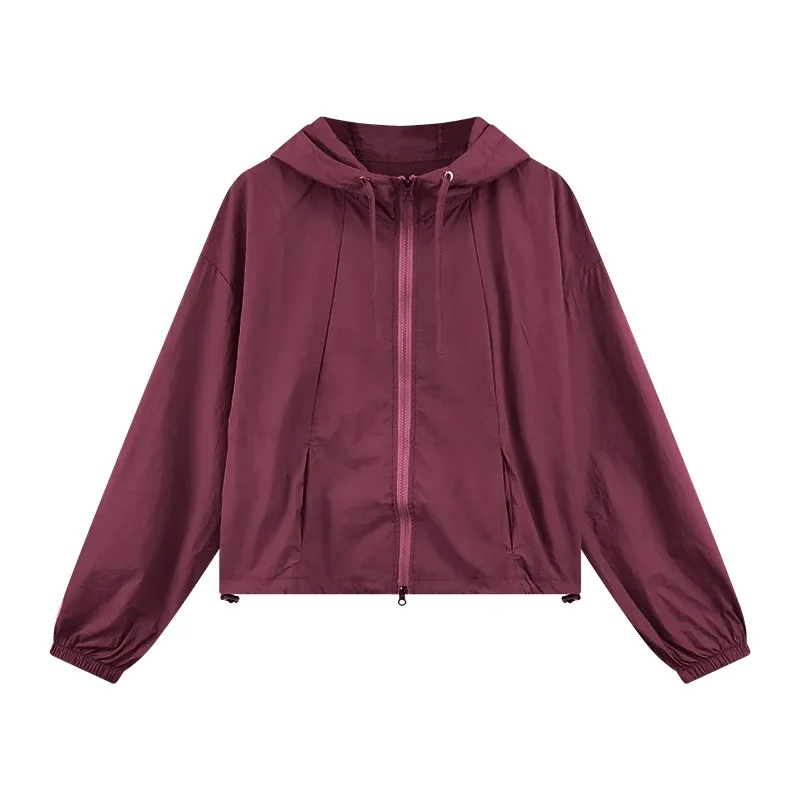 2025 여름 패션 자외선 차단 의류 여성 후드 긴팔 루즈핏 캐주얼 숏 재킷