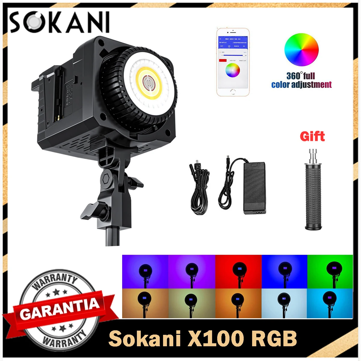 

Sokani X100 RGB 100W COB LED Video Light Bowens Mount Lighting for Photography Video Recording Wedding Outdoor Shooting