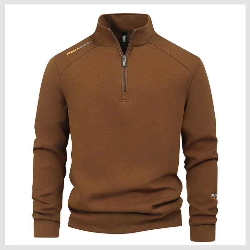 60kg-150kg Men's Sweatshirt Autumn Winter Fleece Stand-up Collar Pullovers Half Zipper Long Sleeve Top Sport Plus SizeL-10XL
