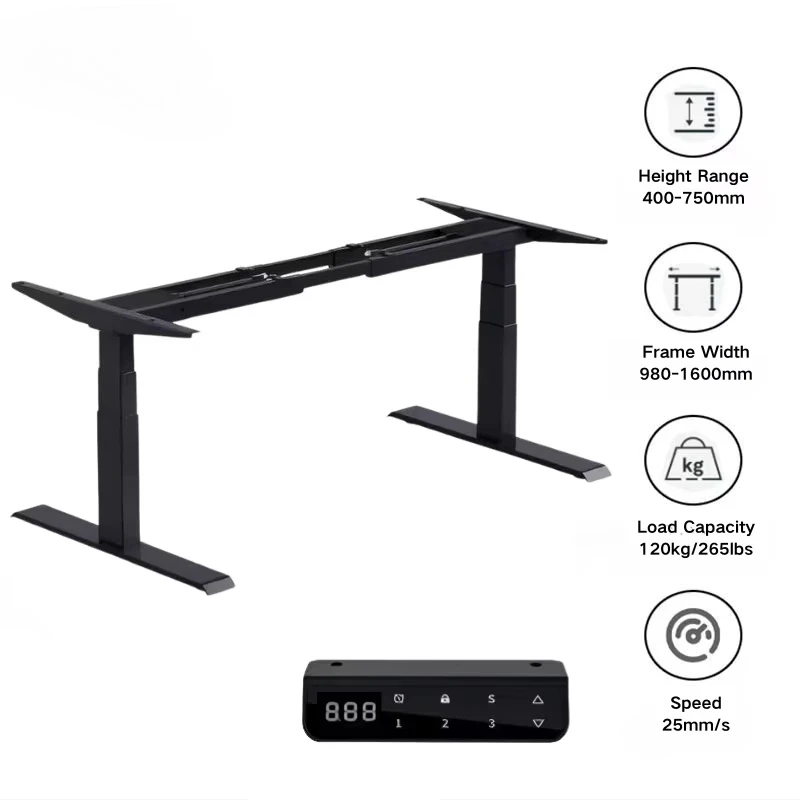 Luxo ergonômico inteligente sentar levante-se mesas de mesa duplo motor sentar suporte elétrico altura ajustável quadro de mesa