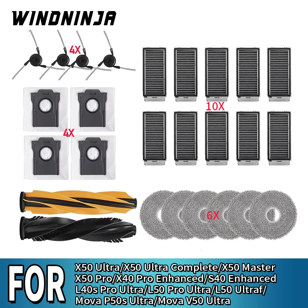 

For Dreame X50 Ultra/X50 Master/S40 Enhanced Edition/L50 Pro Ultra/L40S Pro Ultra/MOVA V50 Ultra Filter Brush Mop Dust Bag Parts