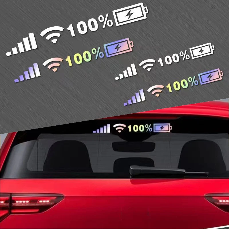 

Car Windshield WIFI 100 % Battery Pattern Stickers signal Vinyl Decals Car Motorcycle Reflective Stickers car Accessories