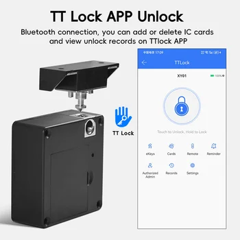 RAYKUBE TT Lock Blutooth Neviditelný inteligentní elektronický zámek zásuvek Bezklíčový zámek skříňky s aplikací/RFID 13,56 MHz IC kartou Odemknout YX01 10 nejlepší prodej chytrý zámek zásuvky - №8