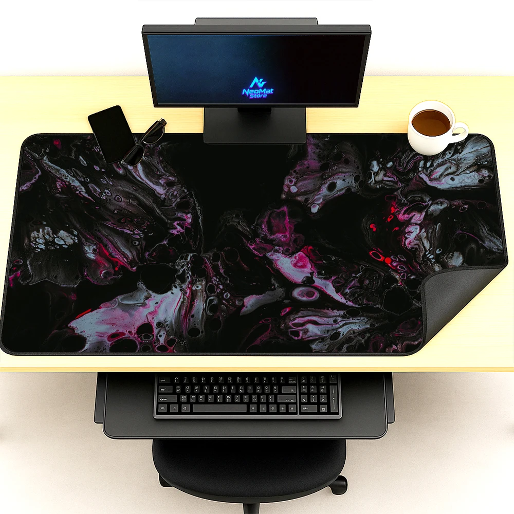 Dark Liquid Mouse Pad Large Desktop Mat Abstract Gothic Gaming 140x60 Mousepad Nonslip Mouse Pad XXXL Setup Mousemat Pad