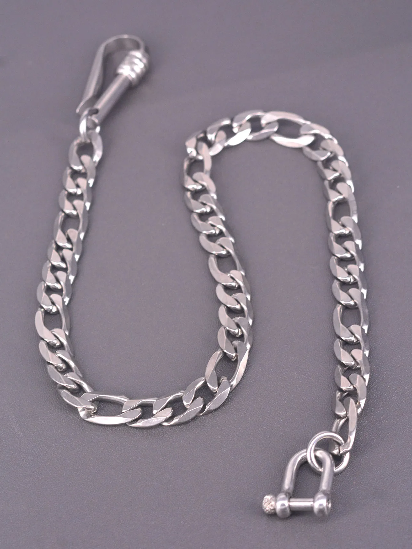 Hip pop 21 pulgadas 12mm Figaro pesado 3:1 collar de cadena gargantilla pantalones vaqueros cadena decoración de baile callejero gancho de clip de cinturón de acero inoxidable