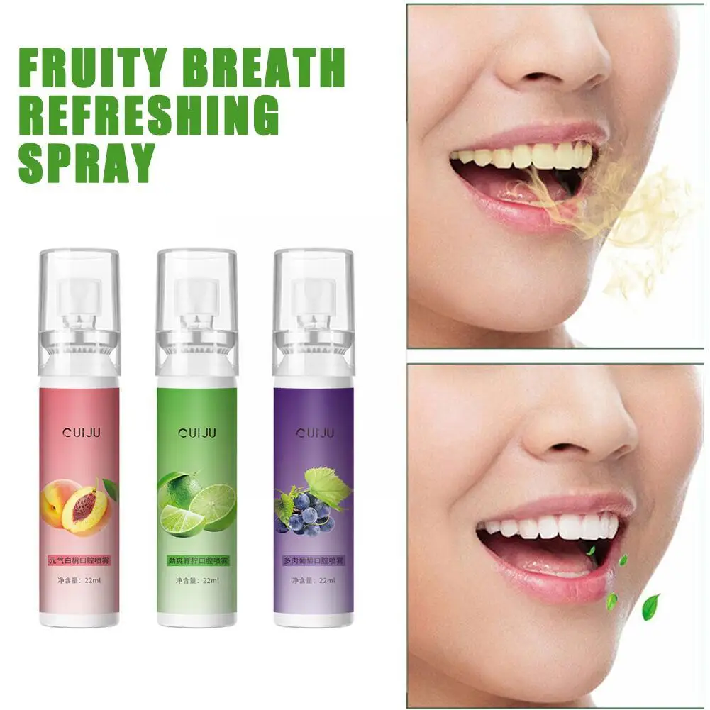 Fruttato respiro uva pesca deodorante Spray alitosi odore trattamento liquido 22ml cura rinfrescante bocca Spray Freshene T0S5