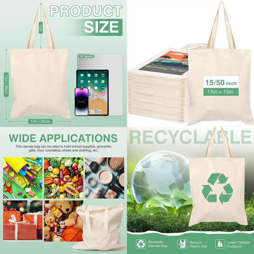 

Холщовые сумки-шопперы, 13x15 дюймов, оптом или для самостоятельного изготовления, из плотной моющейся ткани 10 унций, для покупок продуктов