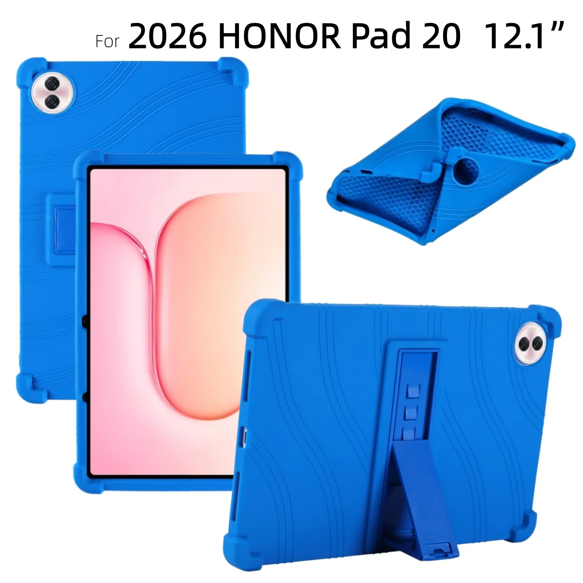 

Shockproof Silicon Cover for 2026 Honor Pad 20 Case 12.1 Inch HEY4-W09 Soft Back Shell with Kickstand Full Body Protective Shell