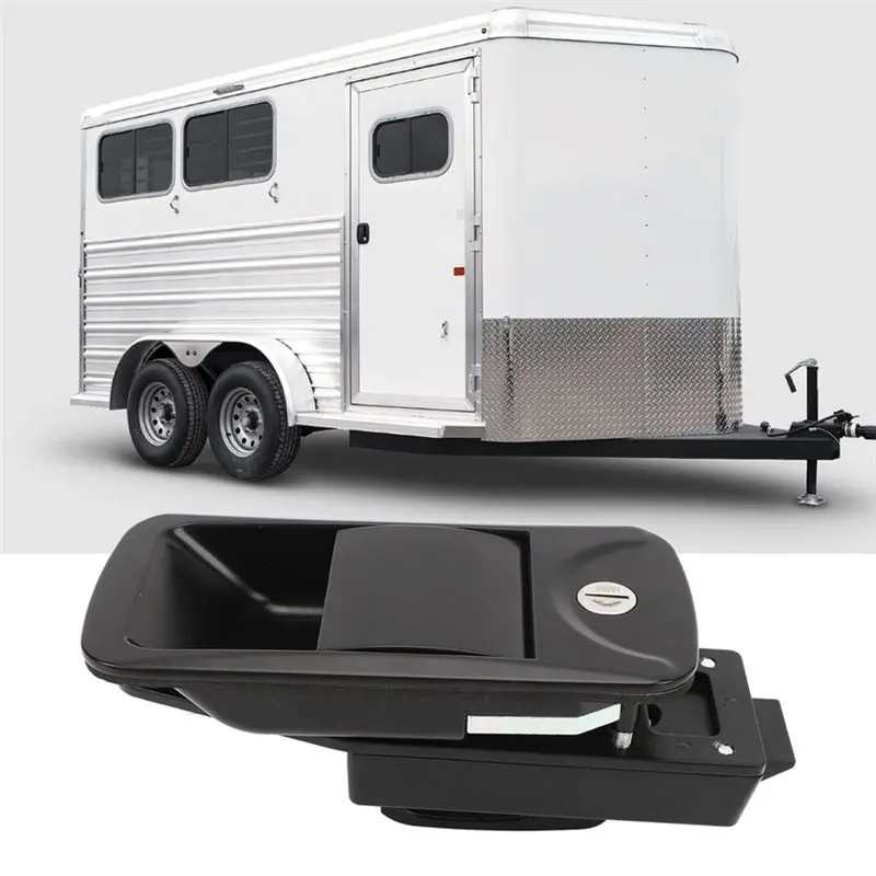 ABGH-Schlossgriff für Wohnmobile aus Zinklegierung für Yacht, Unterputzdesign in Schwarz, Größe 6,2 x 3 Zoll, inklusive 2 Schlüsseln