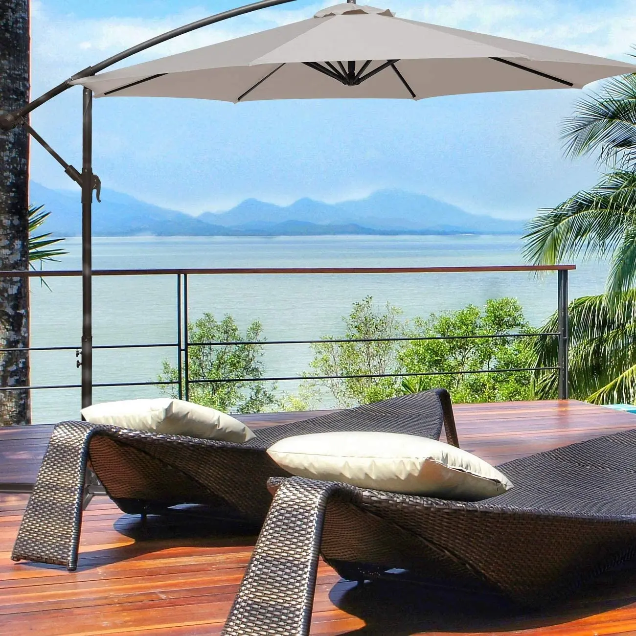 Outdoor Rainproof and Sunshade Umbrella, Patio Umbrella, Terrace, Villa, Garden Sun Umbrella, Beach Roman Banana Umbrella