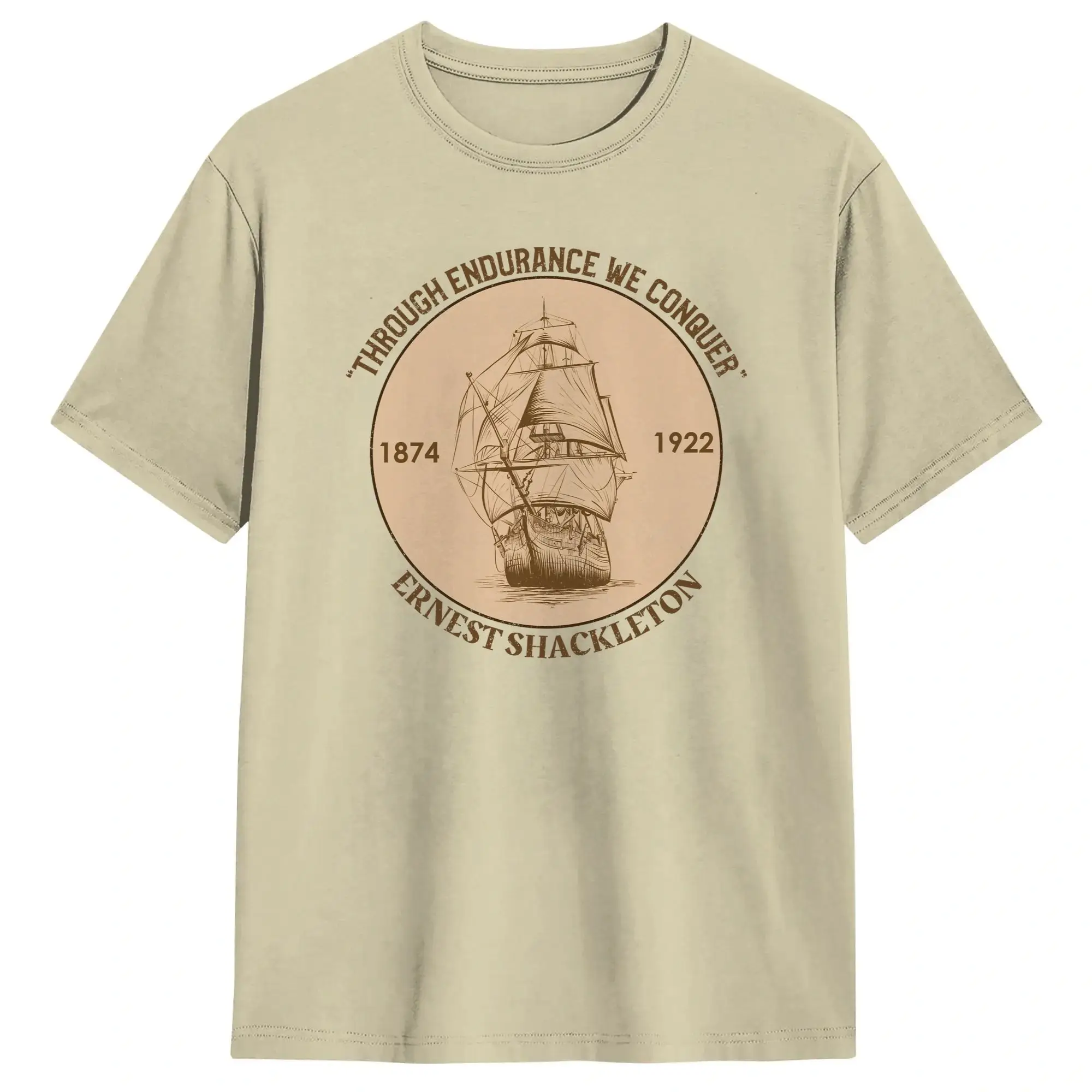 Sir Ernest Shackleton - Through Endurance We Conquer  (1) T-Shirt Man   Summer O-Neck Trendy Cool Tees Custom Logo Oversize Tops