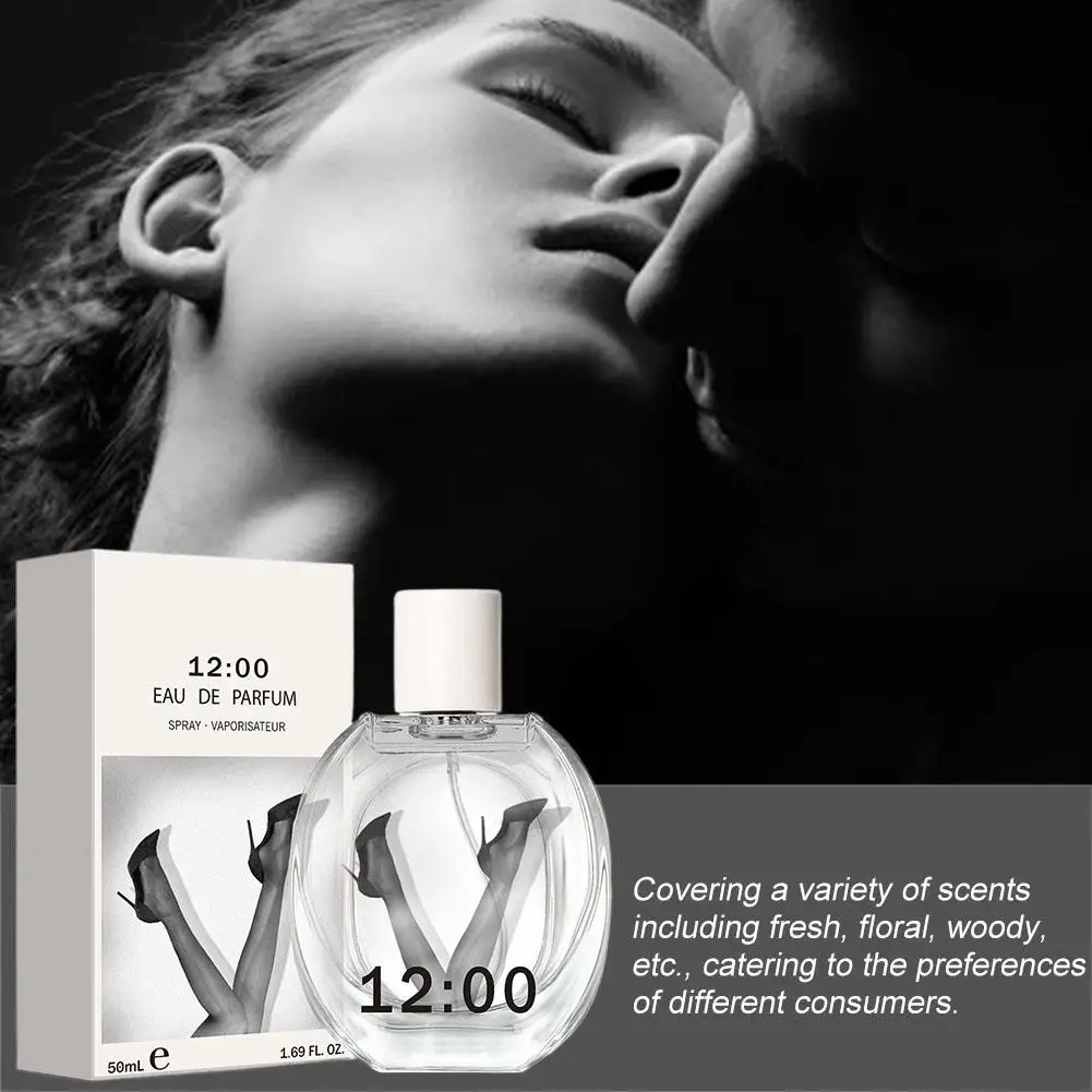 12:00 EAU DE PARFUM Pheromone Perfume Women's Warm Sweet Irresistible Fragrance For Attracting Candid Woody Fragrance 50ML