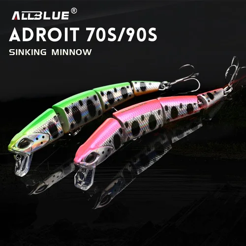 Imagen 1 del producto ALLBLUE-señuelo de pesca articulado profesional, 70mm, 90mm, pececillo que se hunde, Jerkbait, cebos duros artificiales para Lucio, lubina, perca